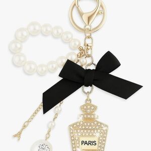Paris, Eiffel Tower, Pearls With Gold, Bag Charm, Keychain